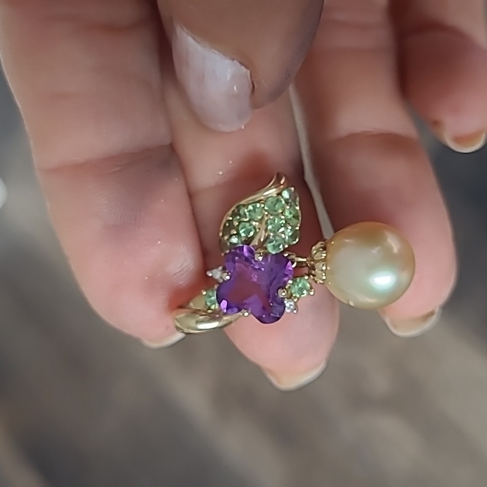 14kt South Sea Pearl Multigemstone Pendant